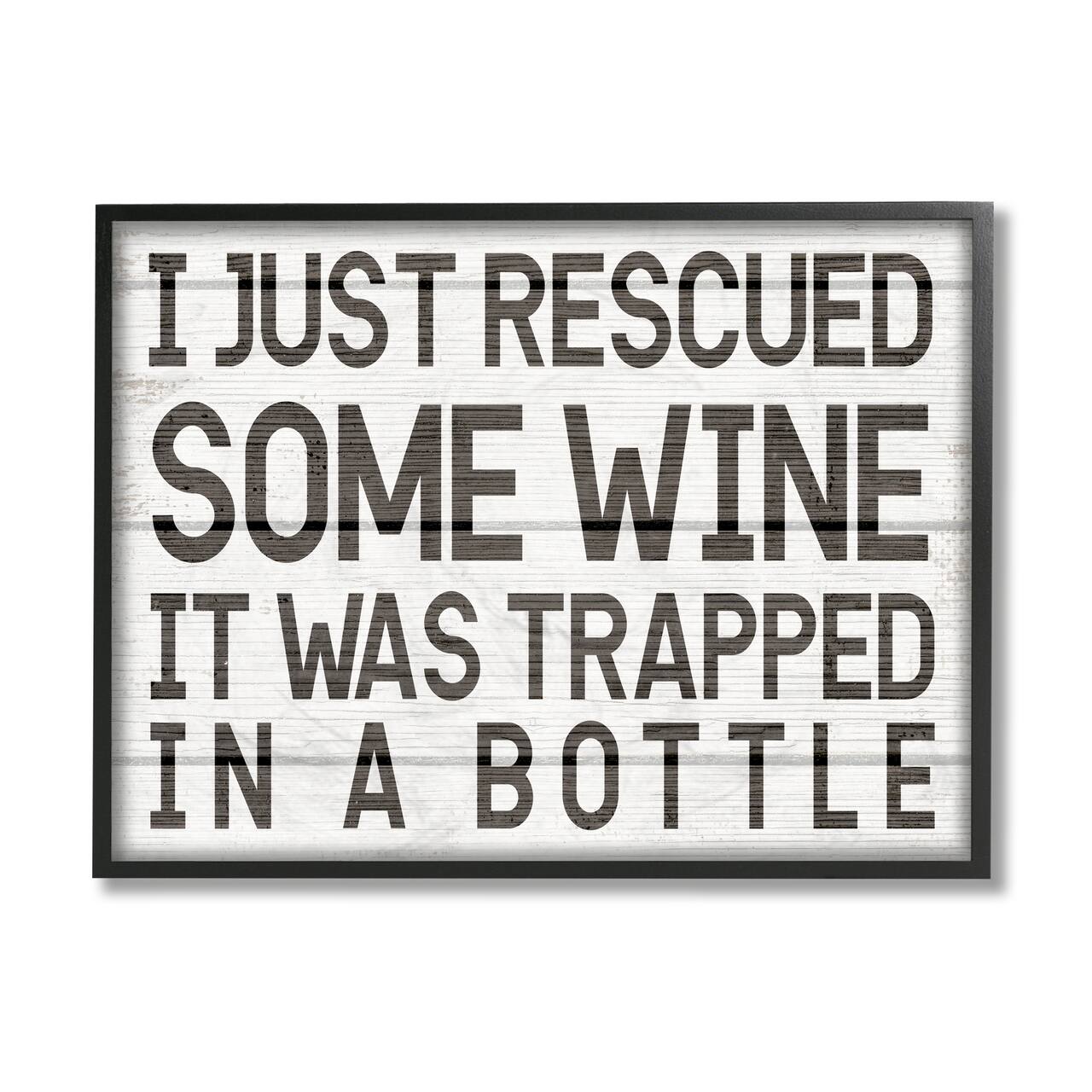 Stupell Industries Wine Trapped in Bottle Wall Accent with Black Frame